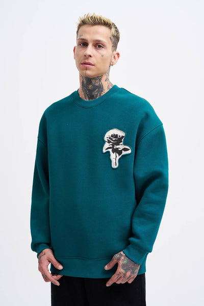 OVERSIZE HAND PATCH SWEATSHIRT - GREEN