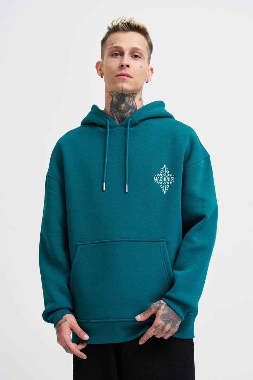 OVERSIZE ETHNIC HOODIE - GREEN