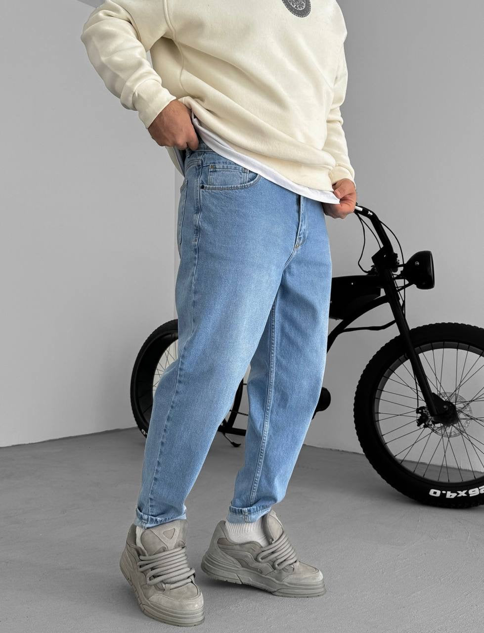 BOYFRIEND CUT JEANS - BLUE