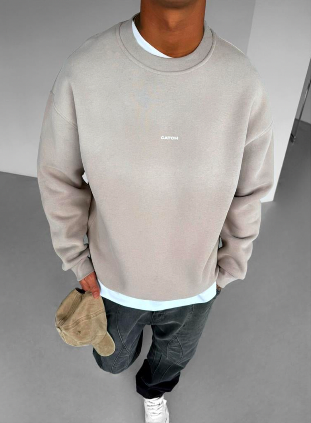 OVERSIZE WASHED SWEATER- BEIGE