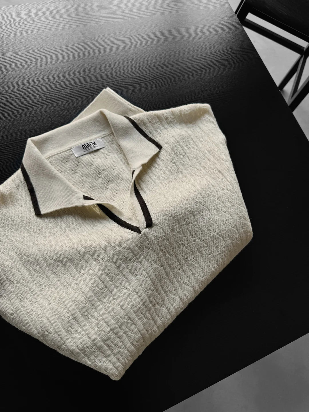 OVERSIZE STRUCTURE POLO SWEATER- WHITE