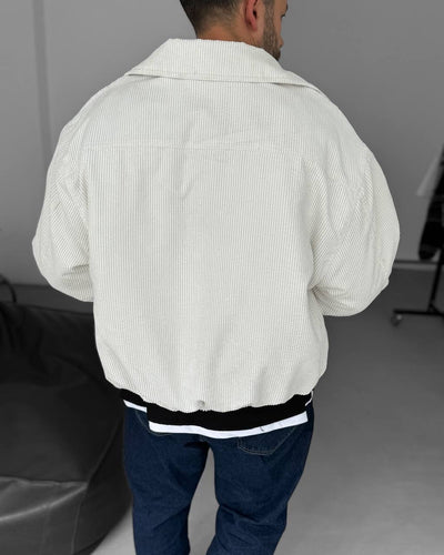 OVERSIZE CORD JACKET - WHITE