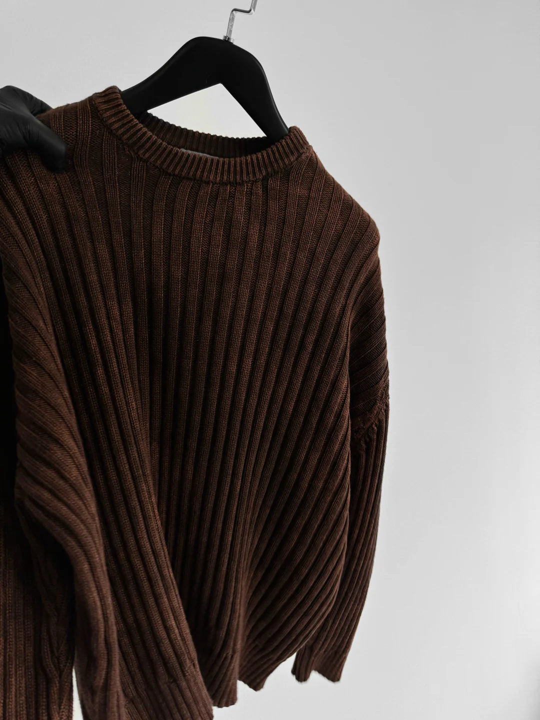 OVERSIZED KNIT SWEATER - BROWN