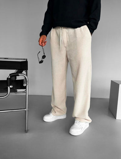 BAGGY RIBBED PANTS - BEIGE