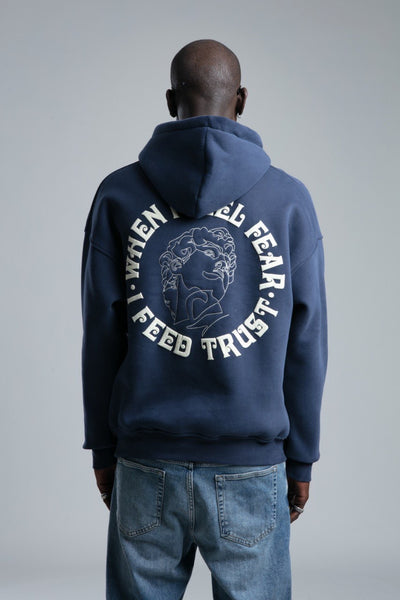 OVERSIZED FEEL FREE HOODIE - Navy Blue