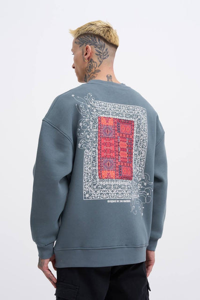 OVERSIZE PRINTED SWEATSHIRT - BLUE SMOKED