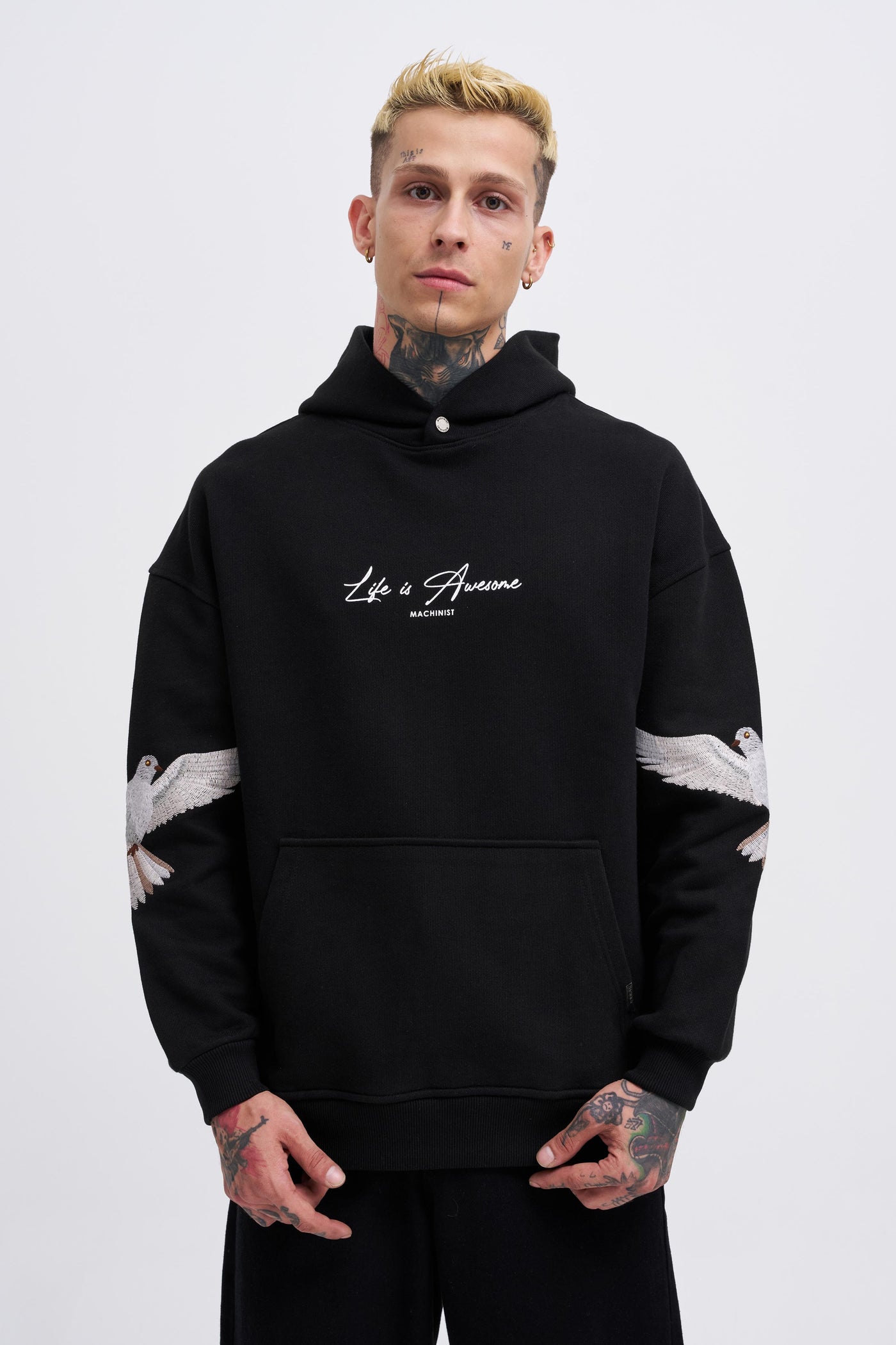 OVERSIZE BIRD HOODIE - BLACK