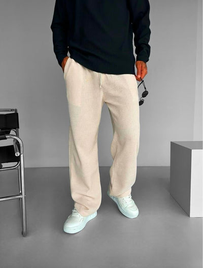 BAGGY RIBBED PANTS - BEIGE