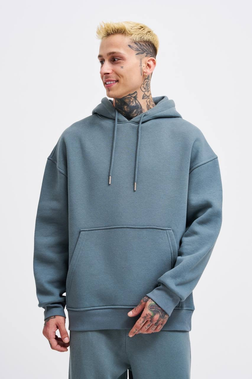 OVERSIZE BASIC HOODIE - BLUE SMOKE