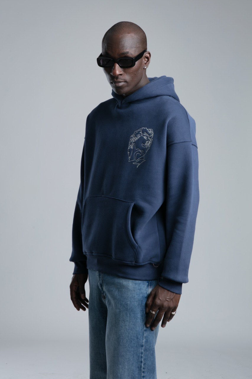 OVERSIZED FEEL FREE HOODIE - Navy Blue