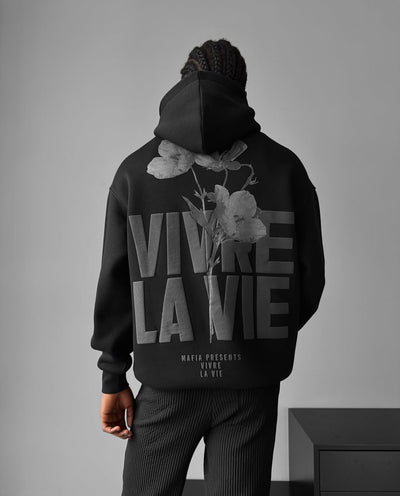 VIVRE LA VIE OVERSIZED HOODIE - BLACK