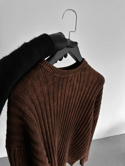 OVERSIZED KNIT SWEATER - BROWN