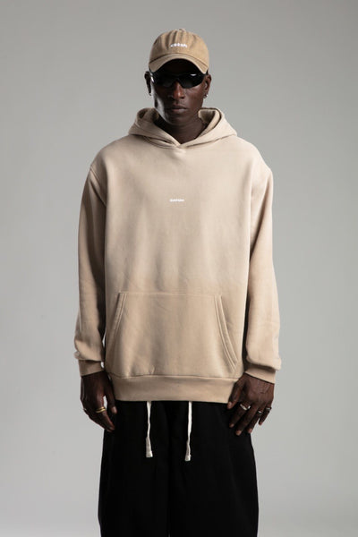 OVERSIZED WASHED HOODIE - BEIGE