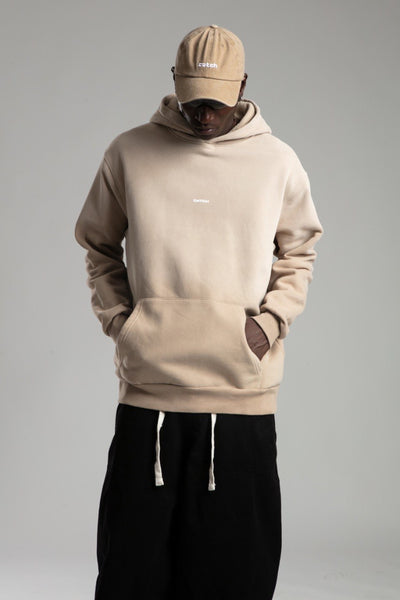 OVERSIZED WASHED HOODIE - BEIGE