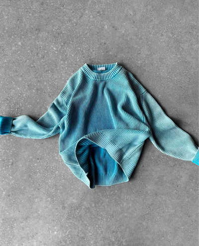 LOOSE FIT STRIPPED STRUCTURE PULLOVER- BABY BLUE