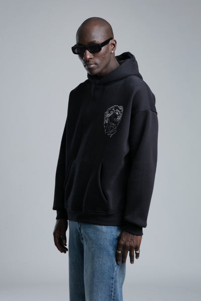 OVERSIZE FEEL FREE HOODIE - BLACK