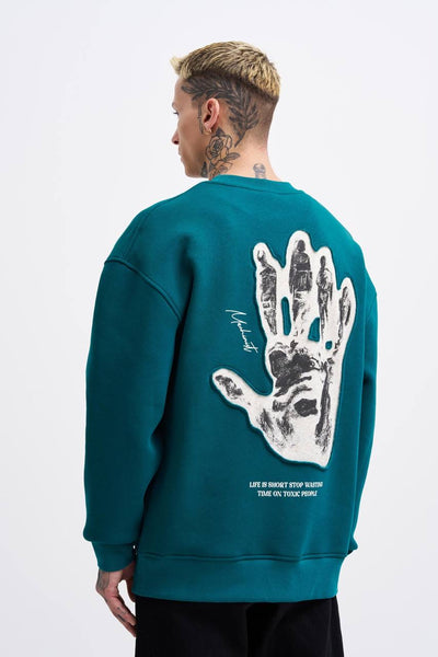 OVERSIZE HAND PATCH SWEATSHIRT - GREEN