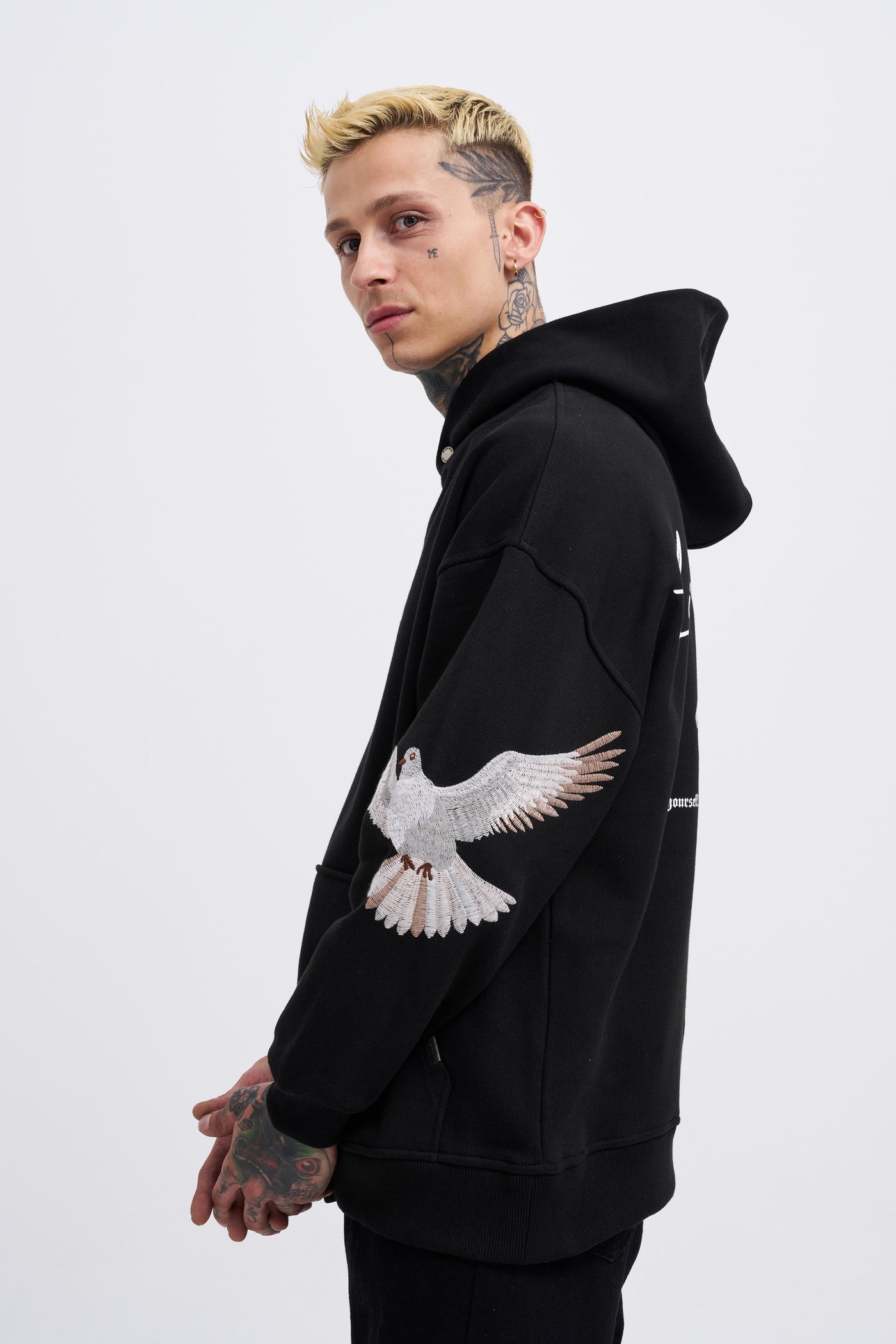 OVERSIZE BIRD HOODIE - BLACK