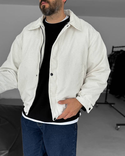 OVERSIZE CORD JACKET - WHITE