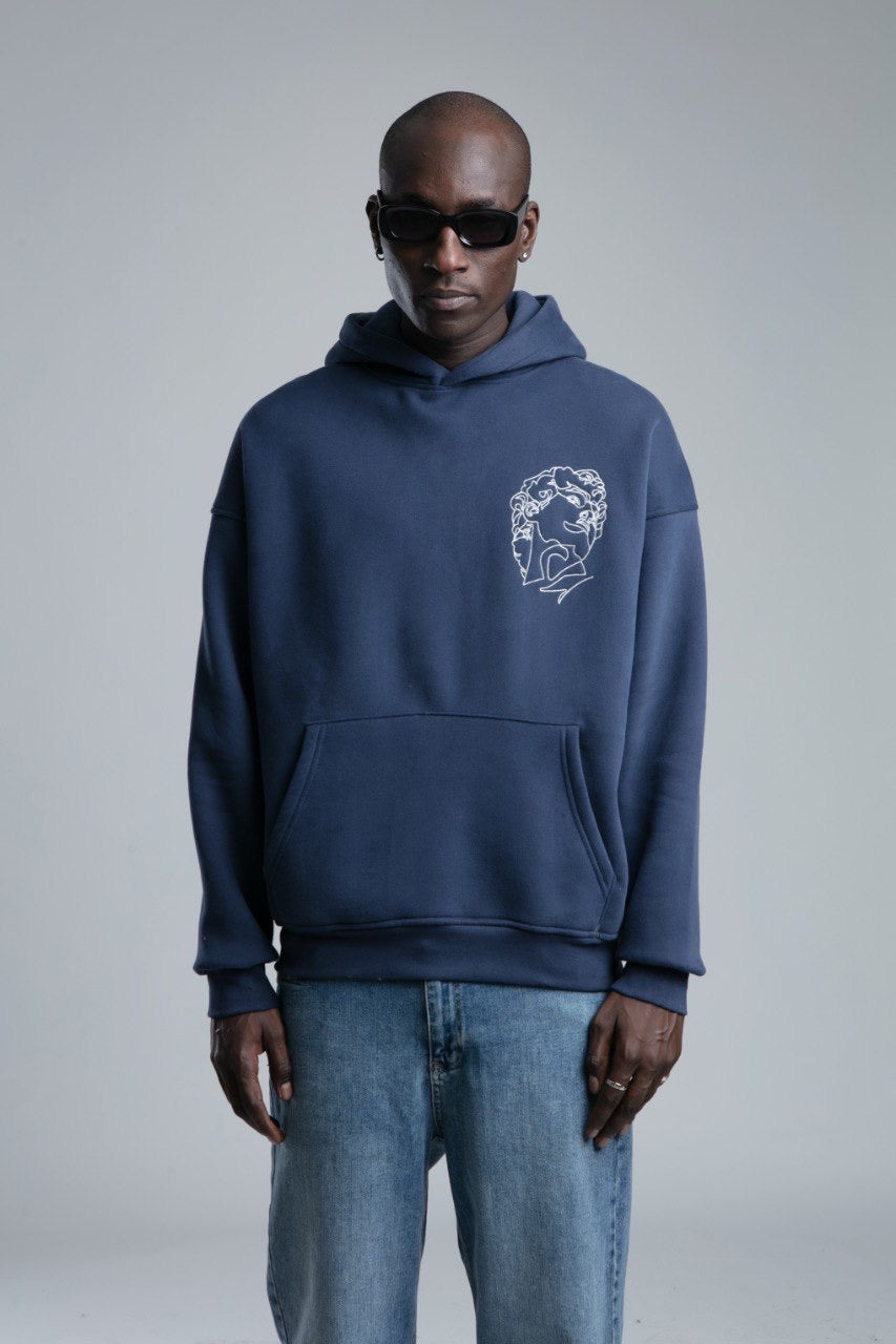 OVERSIZED FEEL FREE HOODIE - Navy Blue