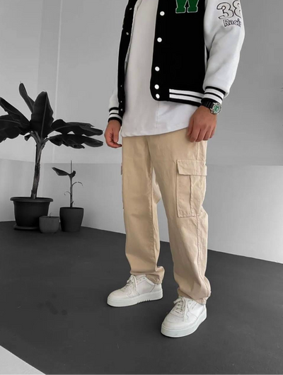 BAGGY CARGO JEANS - BEIGE