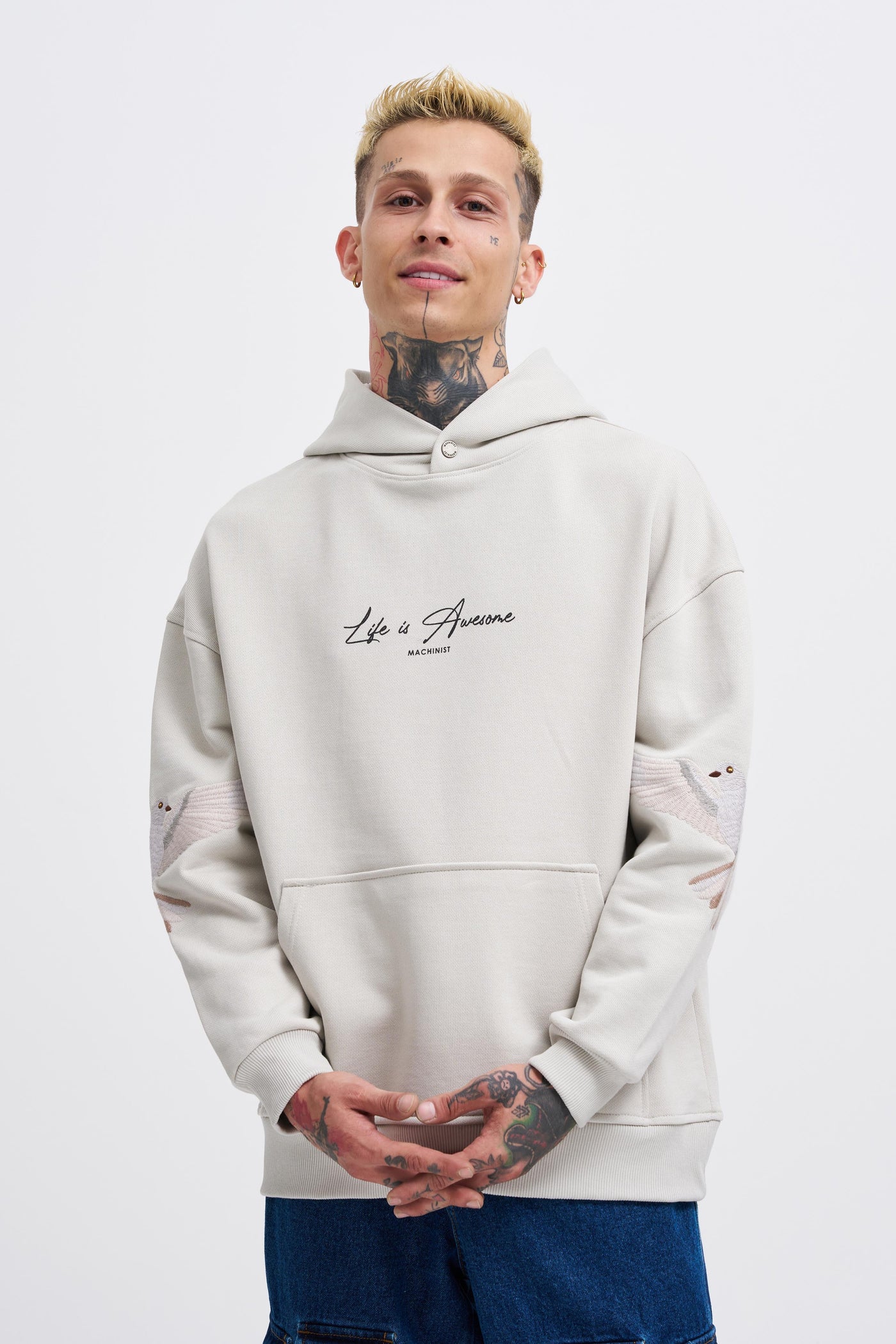 OVERSIZE BIRD HOODIE - SPACE GREY