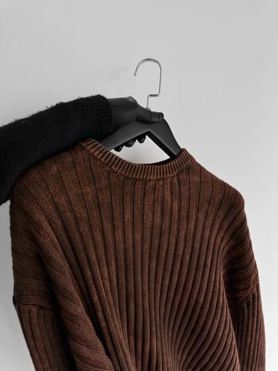 OVERSIZED KNIT SWEATER - BROWN