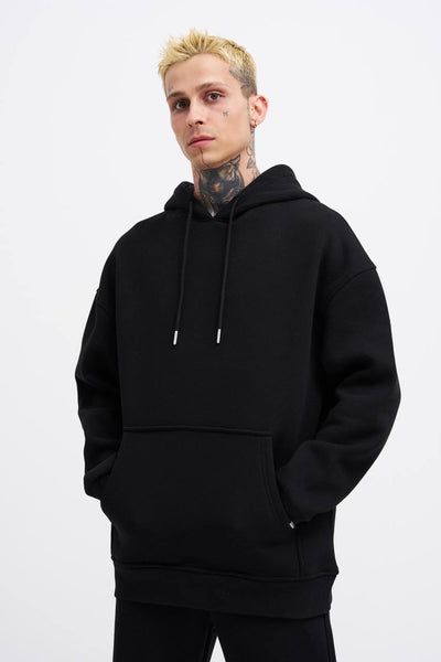 OVERSIZE BASIC HOODIE - BLACK