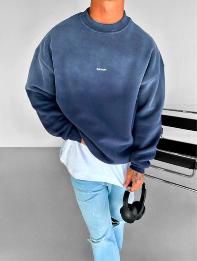 OVERSIZE WASHED SWEATER - NAVY BLUE