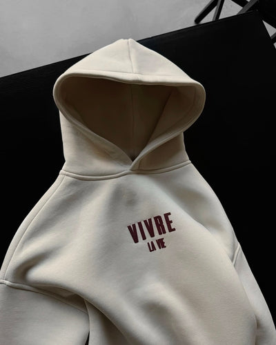 VIVRE LA VIE HOODIE- BEIGE