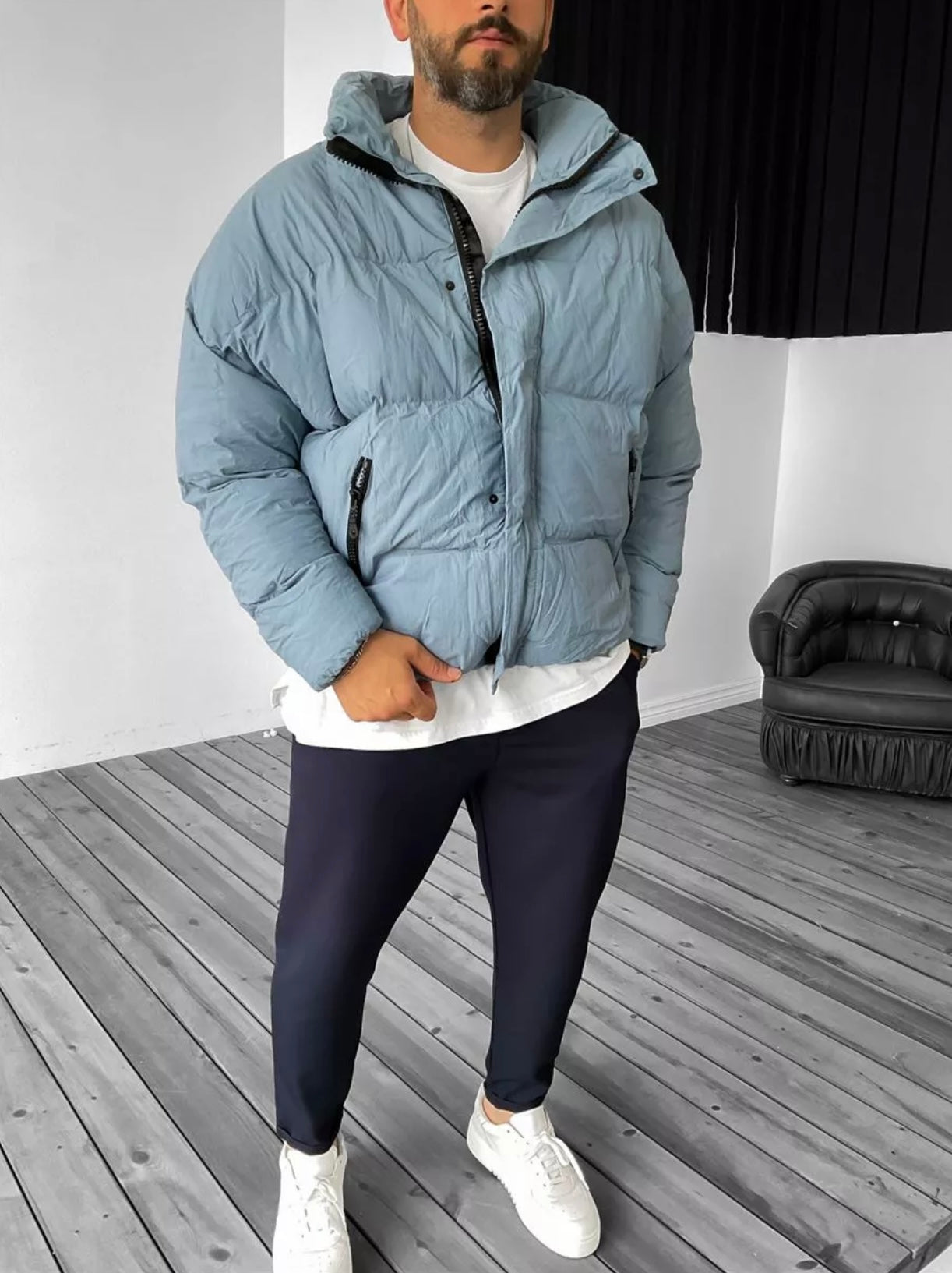 OVERSIZE SOFT PARACHUTE JACKET - BLUE