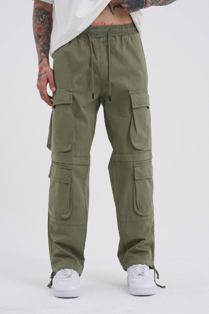 BAGGY CARGO PANTS - OLIVE GREEN